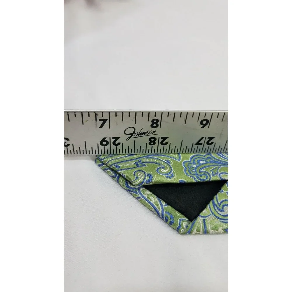 Croft & Barrow Mens Necktie Green & Blue Paisley Silk Tie